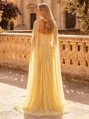 Sparkly Tulle Mermaid Sweetheart Long Evening Dresses with Cape