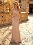 Glitter Sequin Mermaid Strapless Long Evening Dresses