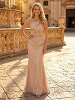 Glitter Sequin Mermaid Strapless Long Evening Dresses