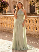 Chiffon Mermaid Sleeveless Scarf Long Evening Dresses