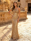 Sequin Mermaid One Shoulder Long Evening Dresses