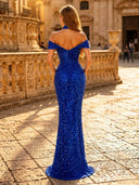 Sparkly Sequin Mermaid Off Shoulder Long Evening Dresses