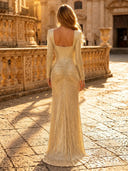 Sparkly Sequin Mermaid Long Sleeves Long Evening Dresses