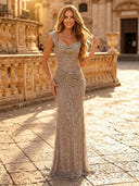 Sparkly Sequin Mermaid Spaghetti Straps Long Evening Dresses