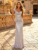 Sparkly Sequin Mermaid Spaghetti Straps Long Evening Dresses