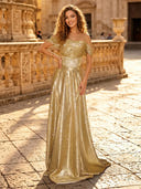 Sequin A Line Off Shoulder Long Evening Dresses