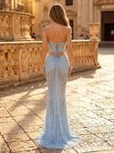 Sequin Mermaid Strapless Sleeveless Long Evening Dresses