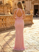 Sequin Mermaid Halter Sleeveless Long Evening Dresses