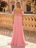Chiffon A Line Off Shoulder Long Evening Dresses with Sequin