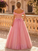 Sparkly Tulle A Line Off Shoulder Long Evening Dresses