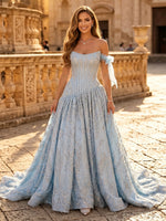 Satin A Line Strapless Sleeveless Long Evening Dresses with Sequin