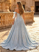 Satin A Line Strapless Sleeveless Long Evening Dresses with Sequin