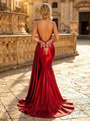 Satin Mermaid Spaghetti Straps Long Evening Dresses