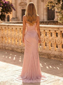 Sequin Mermaid Strapless Long Evening Dresses with Slit
