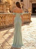 Chiffon Mermaid Off Shoulder Long Evening Dresses with Sequin