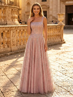 Sparkly Sequin A Line Spaghetti Straps Long Evening Dresses
