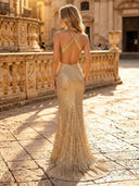 Sequin Mermaid Halter Sleeveless Long Evening Dresses