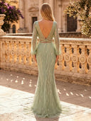 Sequin Mermaid V Neck Long Sleeves Long Evening Dresses