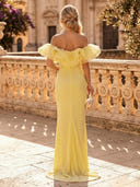 Glitter Sequin Mermaid Off Shoulder Long Evening Dresses with Slit