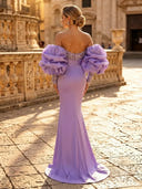 Satin Mermaid Off Shoulder Long Evening Dresses with Beading
