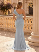 Satin Mermaid One Shoulder Long Evening Dresses with Sequin