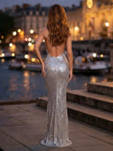 Sequin Mermaid Spaghetti Straps Sleeveless Long Evening Dresses
