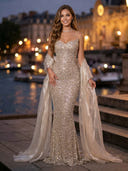 Rhinestone Sequin Mermaid Sweetheart Sleeveless Long Evening Dresses