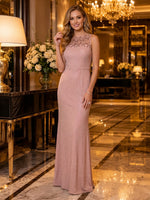 Sequin Mermaid Boat Neck Long Evening Dresses