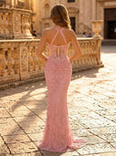 Lace Mermaid Halter Sleeveless Long Evening Dresses