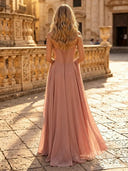 Chiffon A Line Strapless Long Evening Dresses with Slit