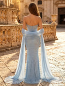 Sequin Mermaid Strapless Sleeveless Long Evening Dresses