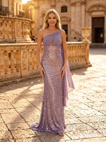Sequin Mermaid One Shoulder Sleeveless Long Evening Dresses