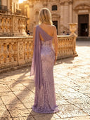 Sequin Mermaid One Shoulder Sleeveless Long Evening Dresses