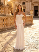 Chiffon Mermaid Strapless Long Evening Dresses with Corset