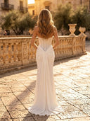 Chiffon Mermaid Strapless Long Evening Dresses with Corset