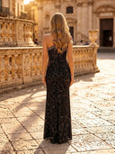 Sequin Mermaid One Shoulder Long Evening Dresses with Slit