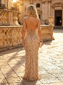 Sequin Mermaid Spaghetti Straps Long Evening Dresses with Corset