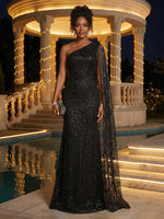 Sequin Mermaid One Shoulder Long Evening Dresses