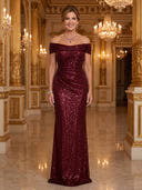 Sparkly Sequin Mermaid Off Shoulder Long Evening Dresses