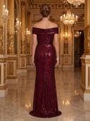 Sparkly Sequin Mermaid Off Shoulder Long Evening Dresses