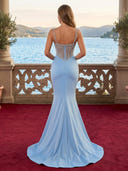 Satin Mermaid Spaghetti Straps Sweetheart Long Evening Dresses