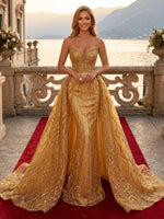 Sparkly Sequin Mermaid Strapless Sleeveless Long Evening Dresses
