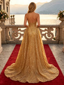 Sparkly Sequin Mermaid Strapless Sleeveless Long Evening Dresses