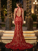Lace Appliques Mermaid Square Neck Long Evening Dresses