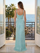 Glitter Sequin Mermaid Square Neck Spaghetti Straps Long Evening Dresses