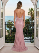 Sequin Mermaid Off Shoulder Long Evening Dresses