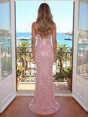 Sparkly Sequin Mermaid Sweetheart Spaghetti Straps Long Evening Dresses