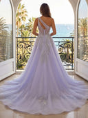 Tulle Mermaid One Shoulder Long Evening Dresses with Slit