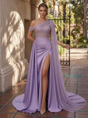 Satin Mermaid Off Shoulder Long Evening Dresses with Slit