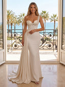 Satin Mermaid Sweetheart One Shoulder Long Evening Dresses with Pearls